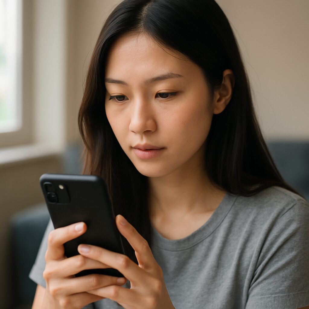 スマホで検索している女性